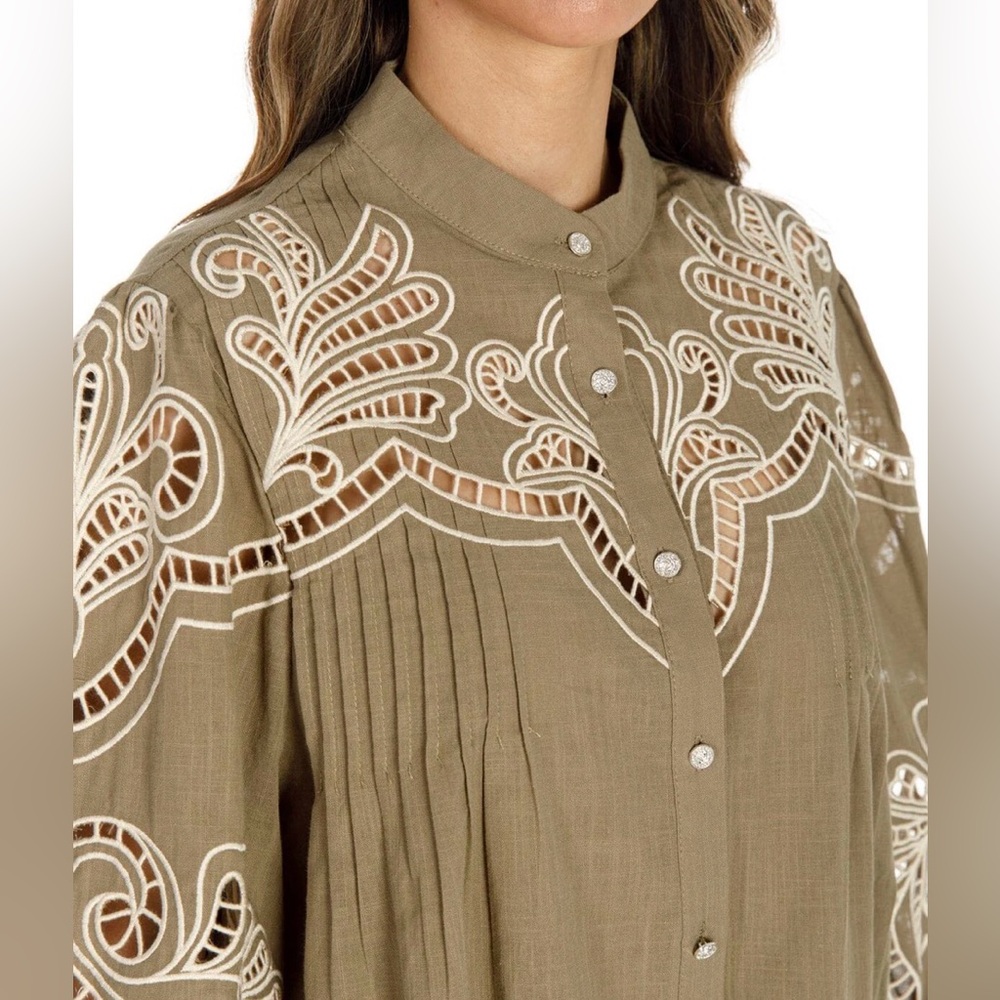 Easel elegant Embroidered Button Down Blouse Size… - image 2